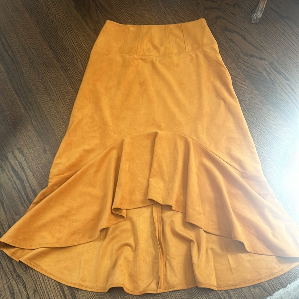 Mustard yellow faux suede skirt